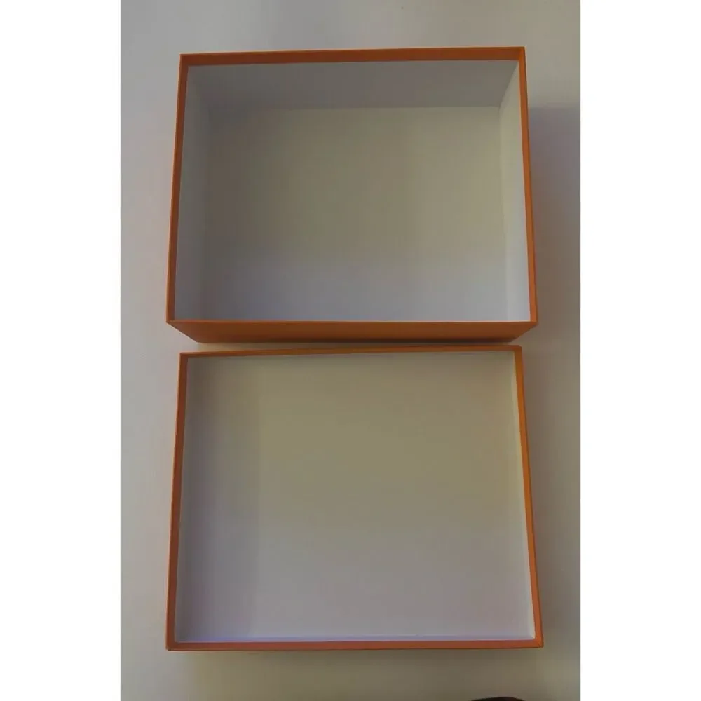 Hermes Large Vibrant Orange Storage Gift Box Only with Ribbon